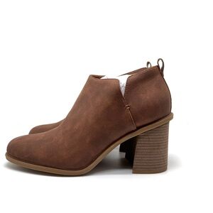 Dr. Scholl's Roxanne Ankle Booties with Block Heel Brown Faux Leather Size 11